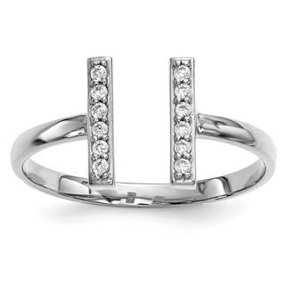 14k White Gold 1/10 carat Diamond Double Bar Ring