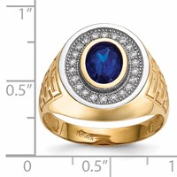 IB Goodman 14K and White Rhodium CZ and Oval Blue CZ Mens Ring view 4