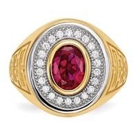 IB Goodman 14K and White Rhodium CZ and Oval Red CZ Mens Ring view 3