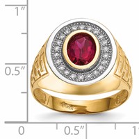 IB Goodman 14K and White Rhodium CZ and Oval Red CZ Mens Ring view 4