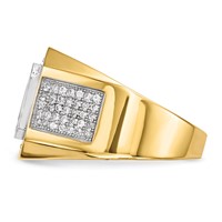 IB Goodman 14K and White Rhodium CZ and Emerald-cut Red CZ Mens Ring view 2
