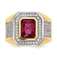 IB Goodman 14K and White Rhodium CZ and Emerald-cut Red CZ Mens Ring view 3