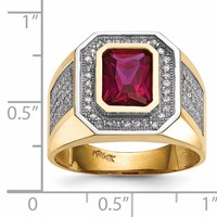 IB Goodman 14K and White Rhodium CZ and Emerald-cut Red CZ Mens Ring view 4