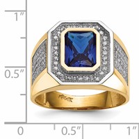IB Goodman 14K and White Rhodium CZ and Emerald-cut Blue CZ Mens Ring view 4