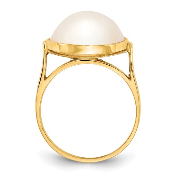 Gold Polished Freshwater Pearl Rings