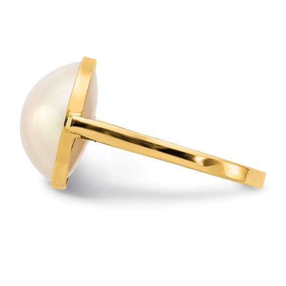 Gold Polished Freshwater Pearl Rings