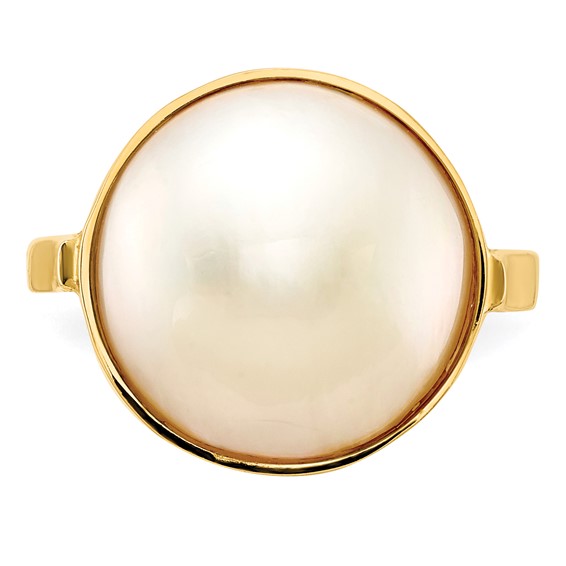 Gold Polished Freshwater Pearl Rings