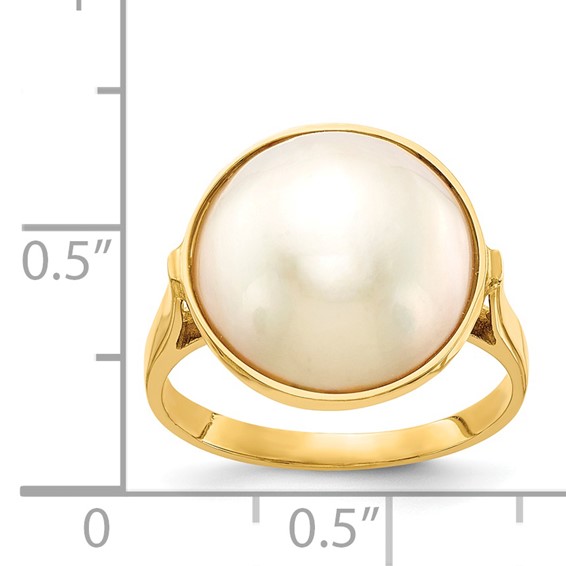 Gold Polished Freshwater Pearl Rings