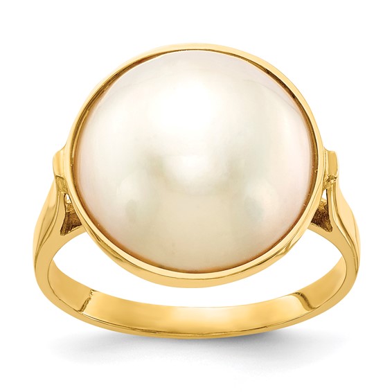 Gold Polished Freshwater Pearl Rings