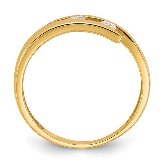 14K Polished Graduated Cubic Zirconia 3-Stone Fashion Ring