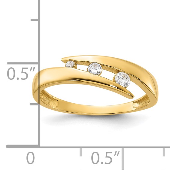 14K Polished Graduated Cubic Zirconia 3-Stone Fashion Ring