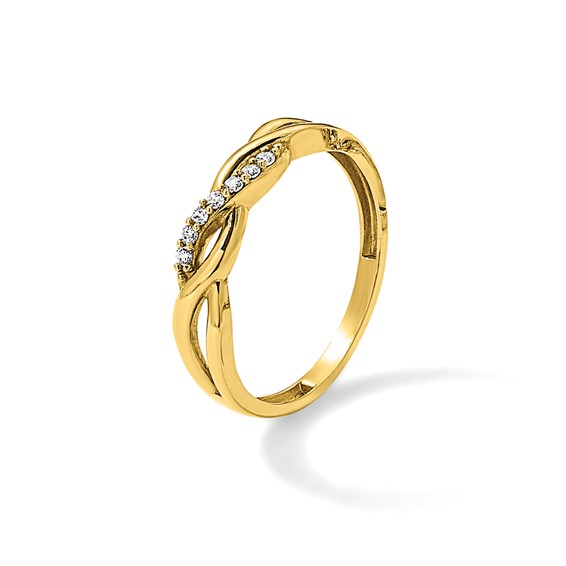 14K Polished CZ Braided Ring