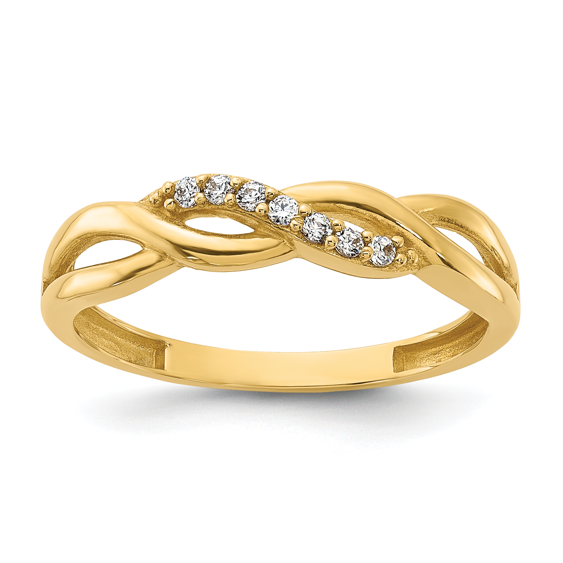 14K Polished CZ Braided Ring (Y13952CZ)