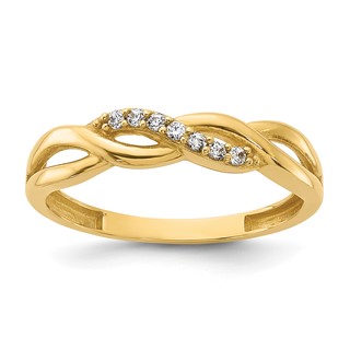 14K Polished CZ Braided Ring