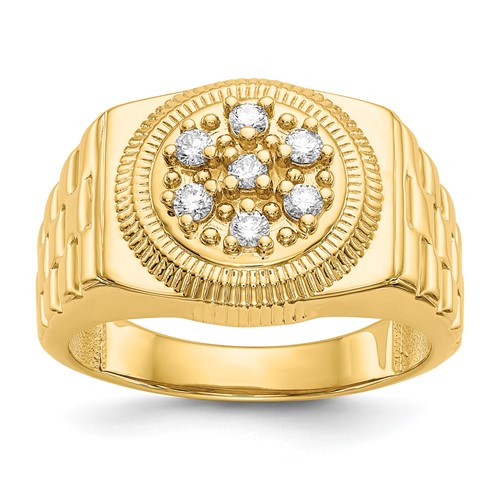 IB Goodman 14K Yellow Gold 0.25 Carat a Diamond Circular Top Mens Ring