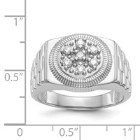 IB Goodman 14K White Gold 1 4 Carat Aaa Diamond Circular Top Mens Ring view 2