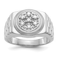 IB Goodman 14K White Gold 1 4 Carat Aaa Diamond Circular Top Mens Ring view 1