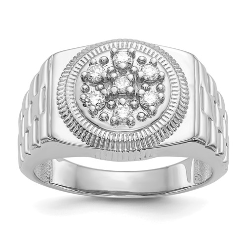 IB Goodman 14K White Gold 0.25 Carat Aaa Diamond Circular Top Mens Ring