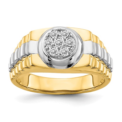 IB Goodman 14K Two-tone 0.20 Carat AA Diamond Mens Cluster Ring