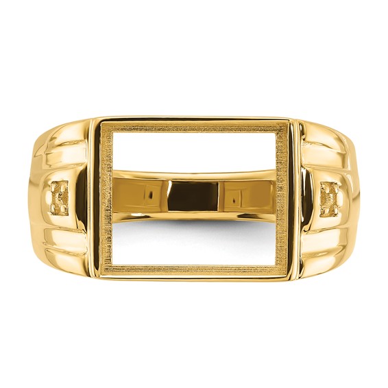 IB Goodman 14k Holds 12x10mm Rectangle Onyx and 2-1.0mm Diamonds Mens Ring Mounting
