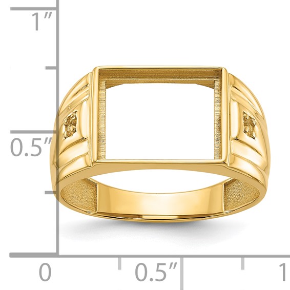 IB Goodman 14k Holds 12x10mm Rectangle Onyx and 2-1.0mm Diamonds Mens Ring Mounting