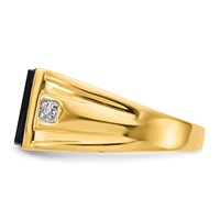 IB Goodman 14K 10x8mm Rectangle Onyx and VS Diamond Mens Ring view 3