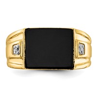 IB Goodman 14K 10x8mm Rectangle Onyx and VS Diamond Mens Ring view 4