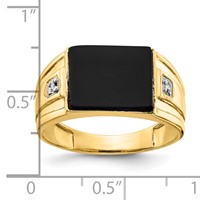 IB Goodman 14K 10x8mm Rectangle Onyx and VS Diamond Mens Ring view 5
