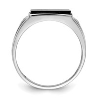 IB Goodman 14K White Gold 10x 8mm Rectangle Onyx and VS Diamond Mens Ring view 2
