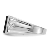 IB Goodman 14K White Gold 10x 8mm Rectangle Onyx and VS Diamond Mens Ring view 3