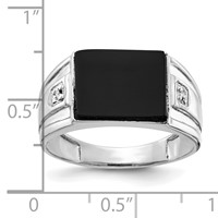 IB Goodman 14K White Gold 10x 8mm Rectangle Onyx and VS Diamond Mens Ring view 5