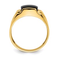 IB Goodman 14K Yellow Gold Cushion Onyx and AA Diamond Mens Ring view 2