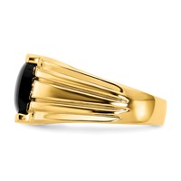 IB Goodman 14K Yellow Gold Cushion Onyx and AA Diamond Mens Ring view 3