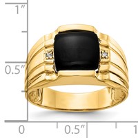 IB Goodman 14K Yellow Gold Cushion Onyx and AA Diamond Mens Ring view 5