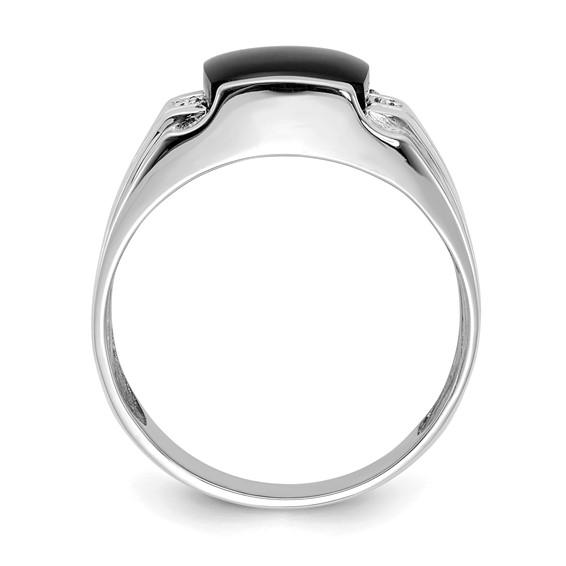 IB Goodman 14k White Gold Holds Cushion Onyx and 2-1.2mm Diamond Mens Ring Mounting