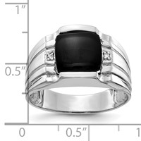 IB Goodman 14K White Gold Cushion Onyx and Aaa Diamond Mens Ring view 5
