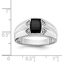 IB Goodman 14K White Gold Onyx and AA Diamond Mens Ring view 3