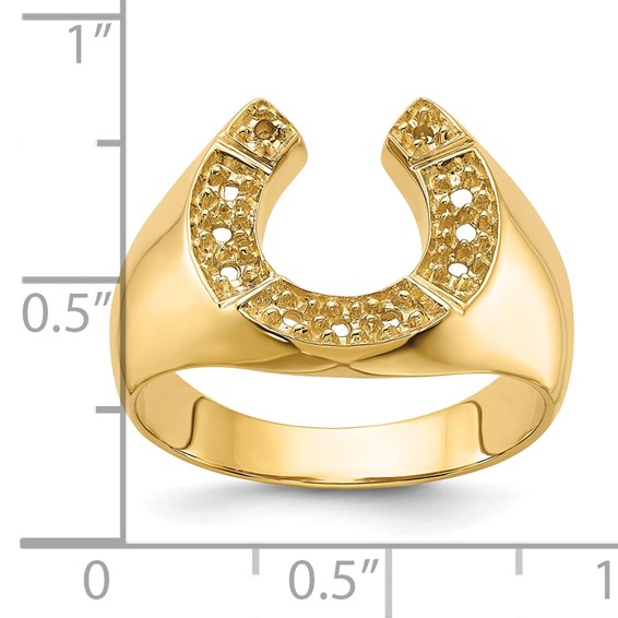 IB Goodman 14k Polished Holds 11-1.7mm Diamonds Mens Horseshoe Ring Mounting