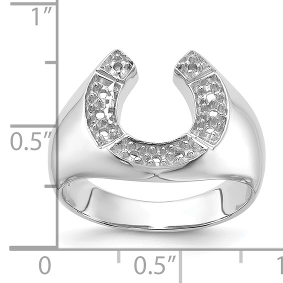 IB Goodman 14k White Gold Polished Holds 11-1.7mm Diamonds Mens Horseshoe Ring Mounting