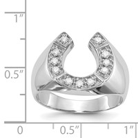 IB Goodman 14K White Gold 0.20 Carat VS Diamond Mens Horseshoe Ring view 2