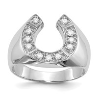IB Goodman 14K White Gold 0.20 Carat VS Diamond Mens Horseshoe Ring view 1