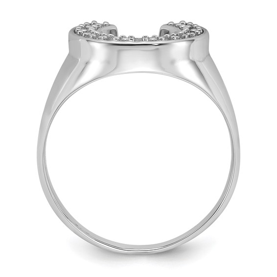 IB Goodman 14k White Gold Polished Holds 2-1.7 / 9-1.6mm Diamonds Mens Horseshoe Ring Mounting