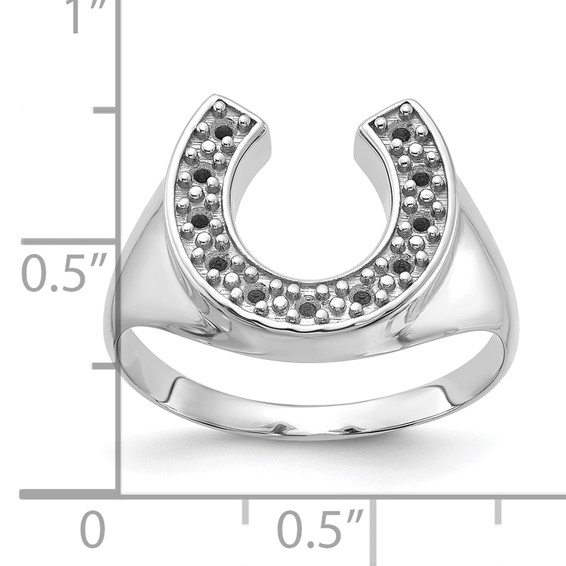 IB Goodman 14k White Gold Polished Holds 2-1.7 / 9-1.6mm Diamonds Mens Horseshoe Ring Mounting