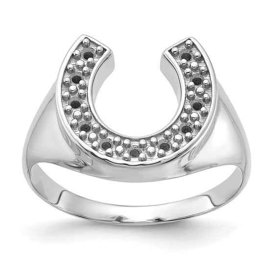 IB Goodman 14k White Gold Polished Holds 2-1.7 / 9-1.6mm Diamonds Mens Horseshoe Ring Mounting