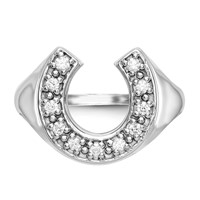 IB Goodman 14K White Gold 0.20 Carat a Diamond Mens Horseshoe Ring view 4