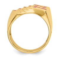 IB Goodman 14K Yellow Gold Red Enameled Royal Flush in Hearts Mens Ring view 2