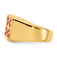 IB Goodman 14K Yellow Gold Red Enameled Royal Flush in Hearts Mens Ring view 4