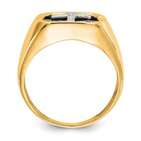 IB Goodman 14K Yellow Gold Octagon Onyx and VS Diamond Mens Cross Ring view 2