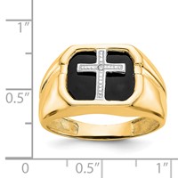 IB Goodman 14K Yellow Gold Octagon Onyx and VS Diamond Mens Cross Ring view 5