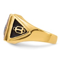 IB Goodman 14K Yellow Gold Mens Polished and Textured Ring with Black Enamel and Lab Created Ruby Masonic view 3